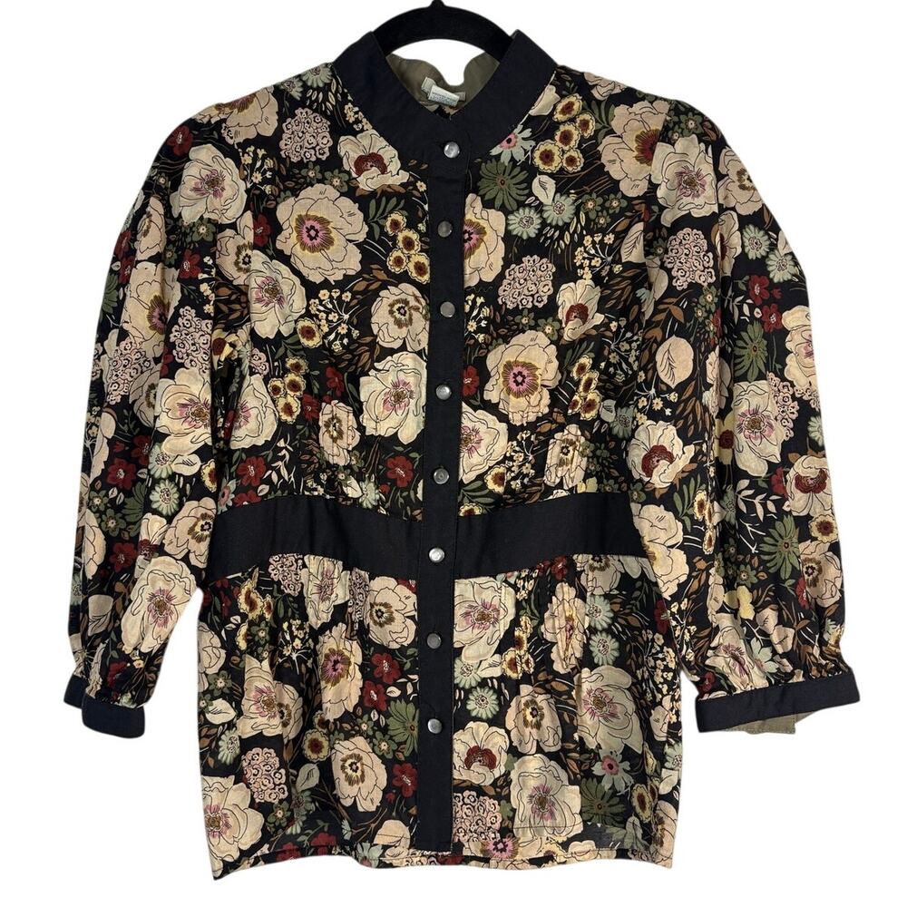 Odille Anthropologie Vintage Floral Button Up Blouse Puff Sleeve Cottagecore 4